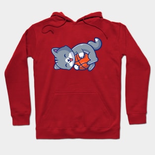 Cute Cat Playing Ball Cartoon (3) Hoodie